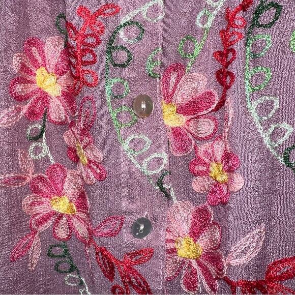 Anthropologie Fig & Flower Button down Embroidered Floral Boho Shirt Top Size S - Picture 6 of 13